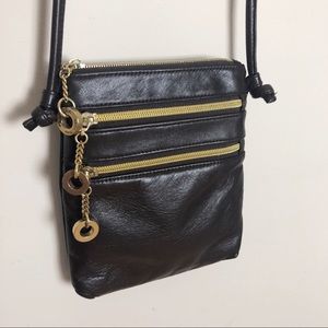 Perlina Brown Leather Mini Crossbody Bag